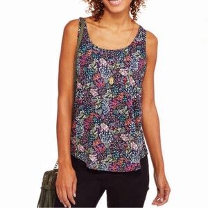 Faded Glory XXL Whimsical Floral Print Tank Blouse Feminine Summer Breezy